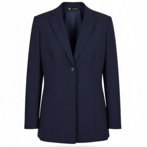 Le Suit Blazer Women Size 10 Black 1 Button Front Closure Longer Length Lined